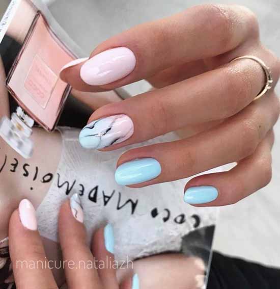Pink and blue manicure