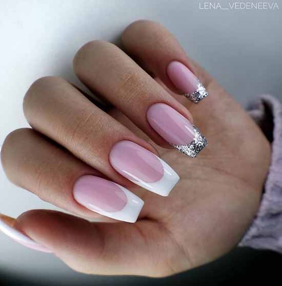 Pink french sequins on two fingers