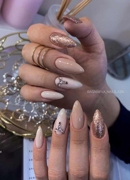 Winter nude for long nails