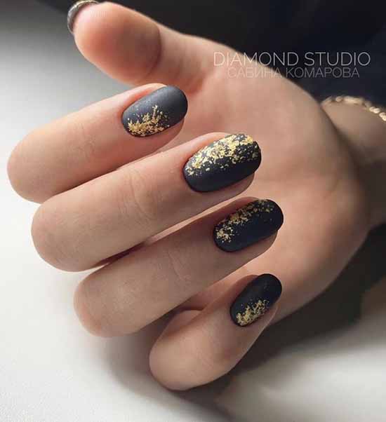 Black manicure with foil: new design, photo ideas