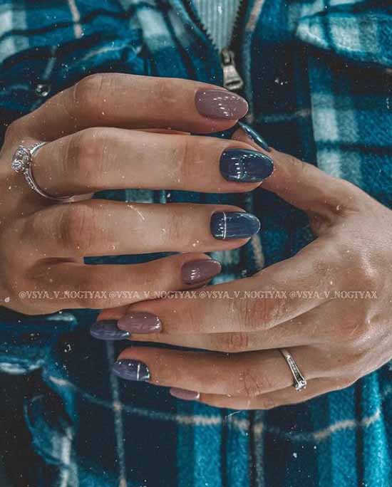 Fashionable two-tone business manicure winter