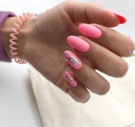 Pink glitter manicure