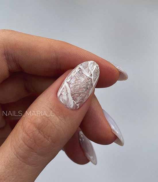 Nail texture design with silver