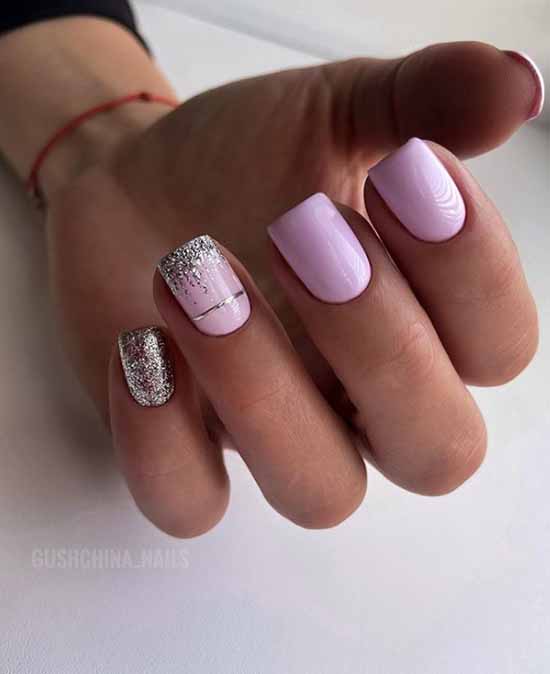 Pink manicure with silver