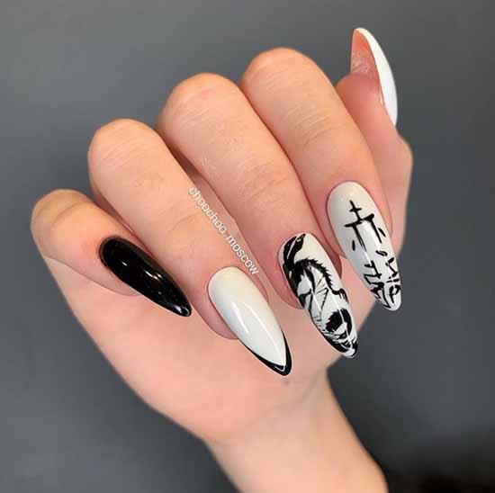 Black and white manicure gel polish