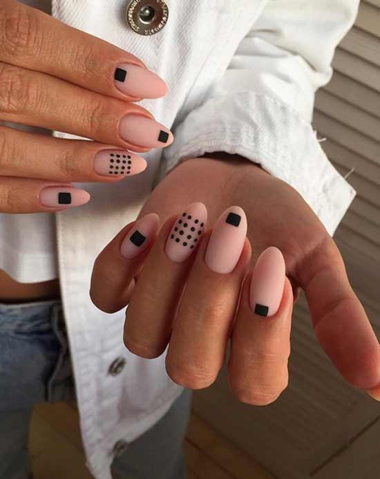 Nail design with dots and squares