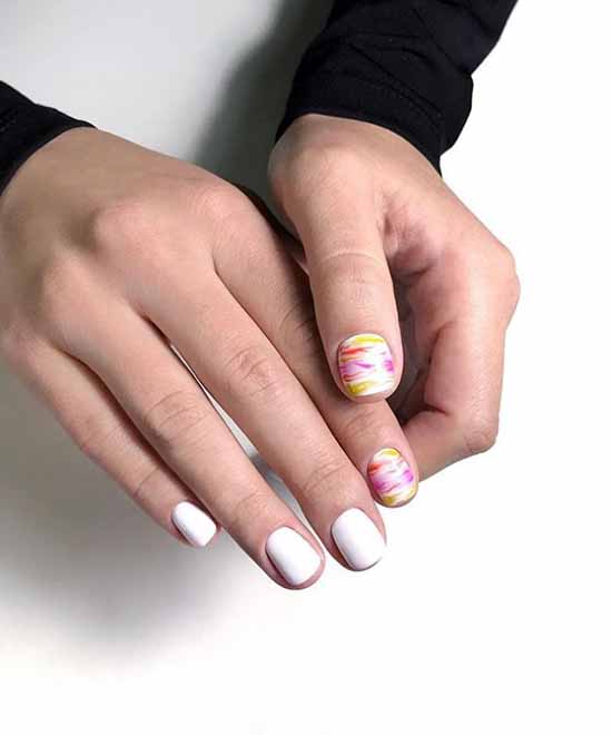 White nails with designs