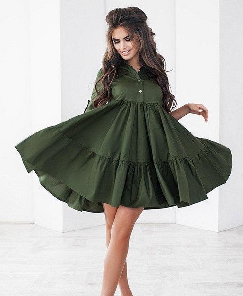 We transform into green.  The most beautiful green dresses