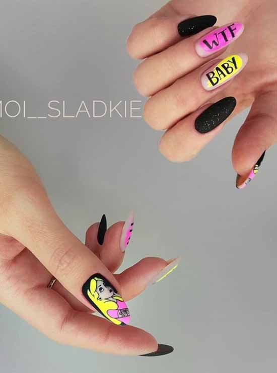 Black manicure for long nails: photo, new beautiful design