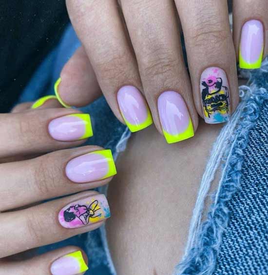 Bright jacket with an accent on the nameless nail