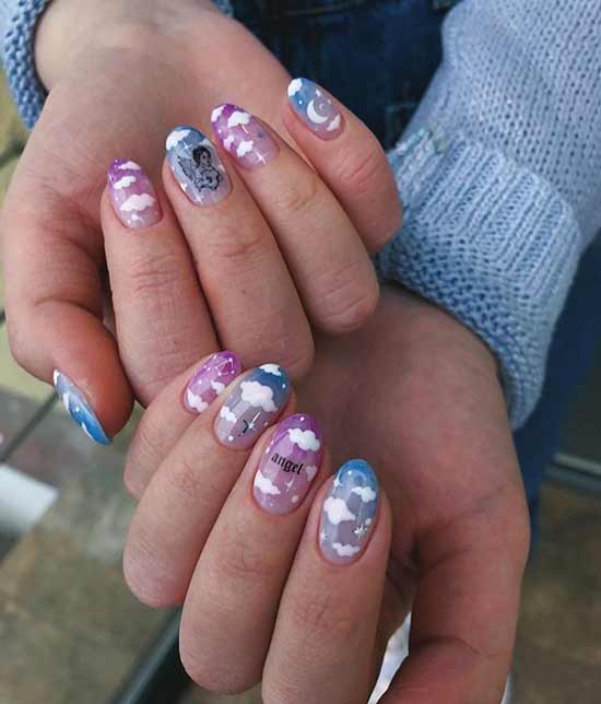 Clouds and sky on nails