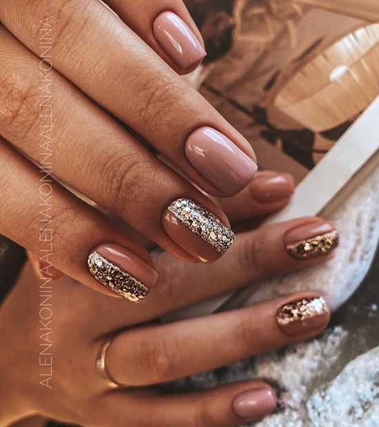Glitter nail design: new manicure in the photo