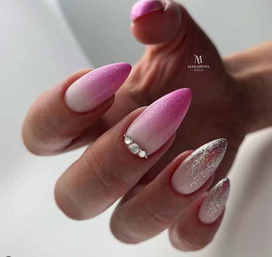 Manicure pink with sparkles photo