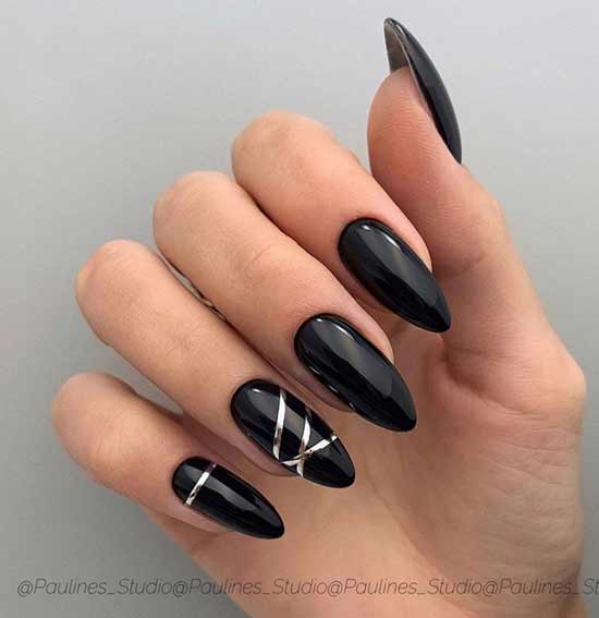 Nail design black minimalism