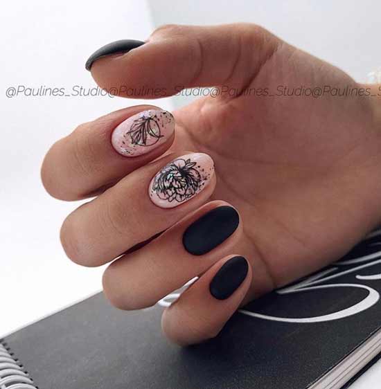 Black nail designs with slider