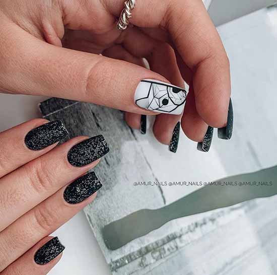 Black and white nail design