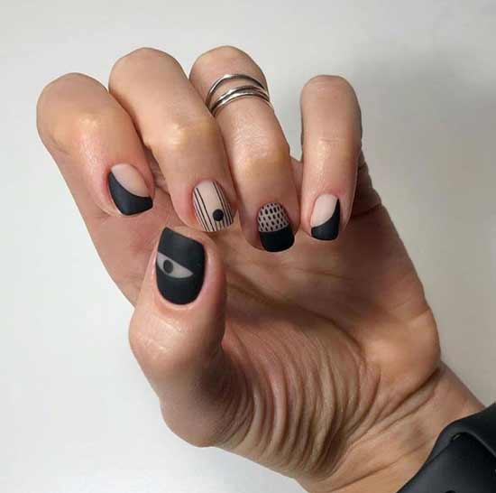 Black transparent nail design