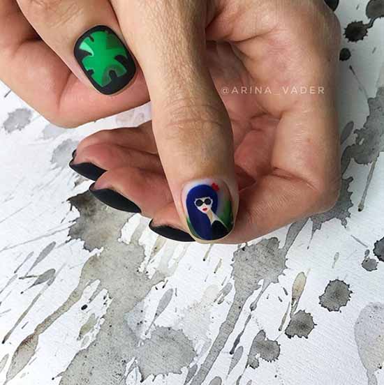 Black and green nail designs