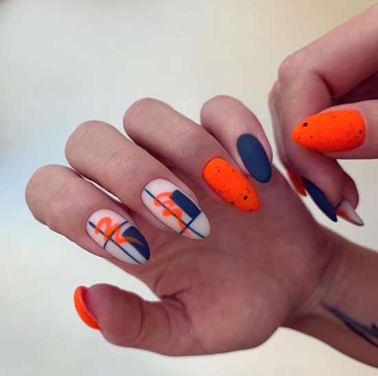 Bright orange manicure design