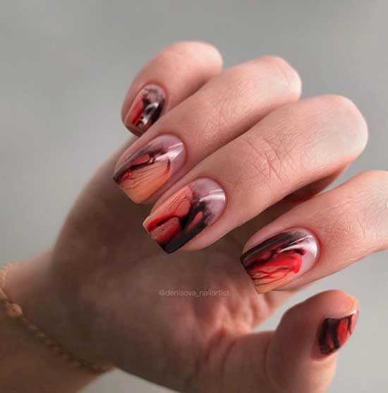 Black and orange nails