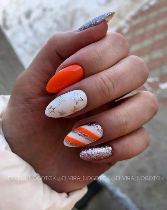 Bright orange color manicure