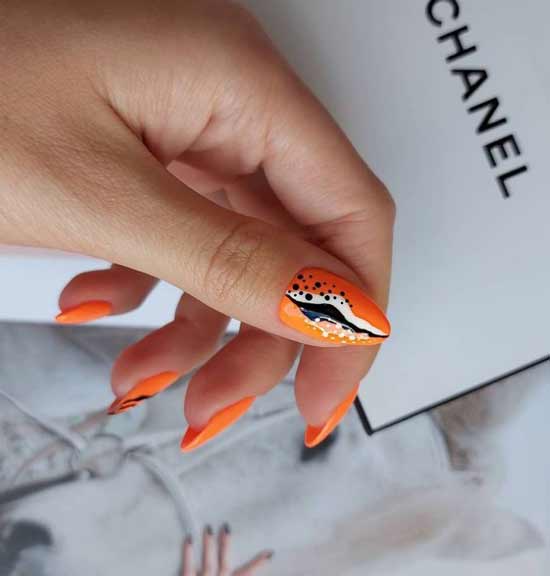 Long orange bright nails