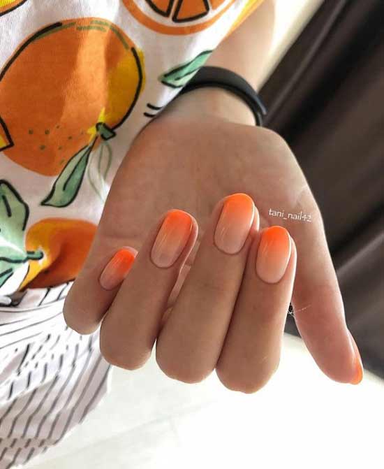Orange gradient nail design
