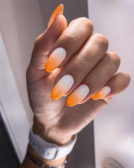 Orange-milk manicure