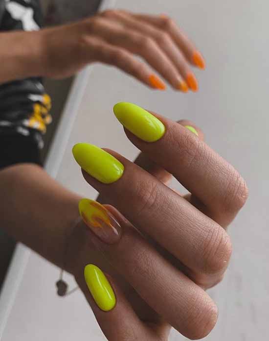 Neon yellow manicure