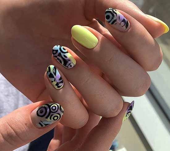 Slider design yellow nails