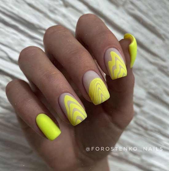Yellow with abstraction manicure