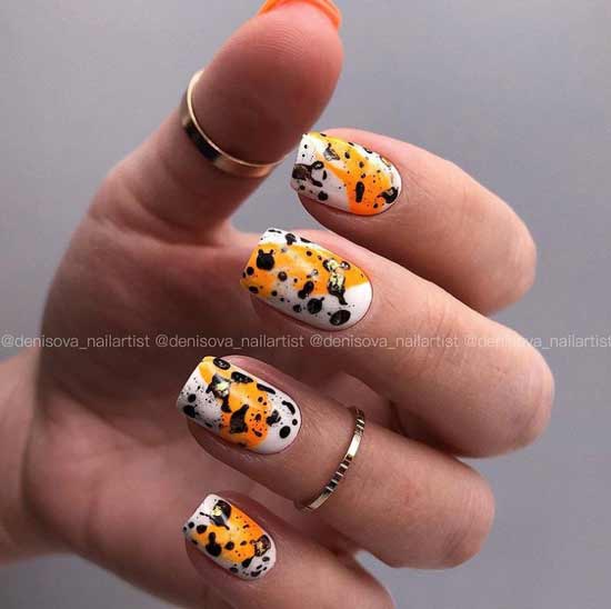 Orange yellow manicure
