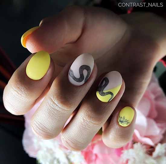 Yellow matte manicure