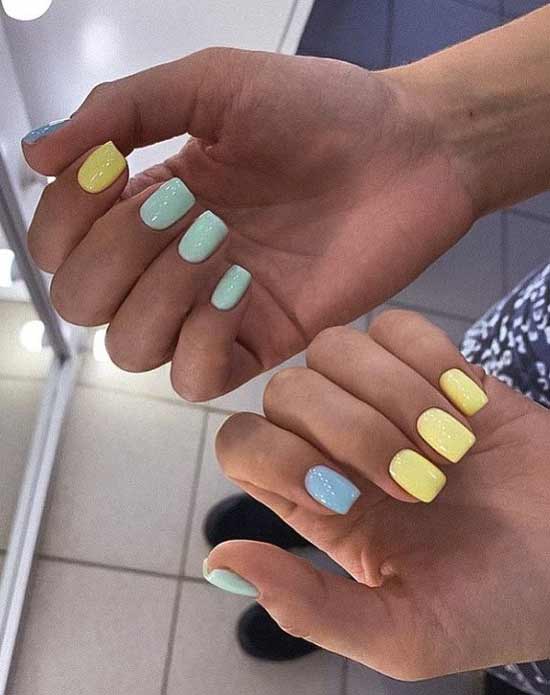 Yellow short nails design