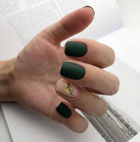 Khaki nail design in the style of minimalism