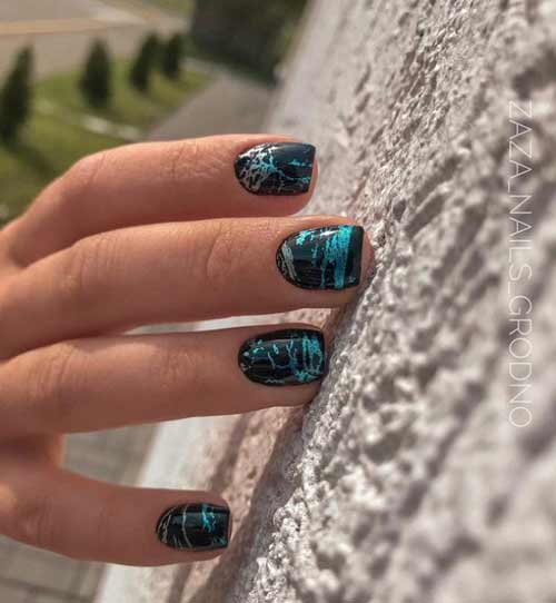Black and green manicure