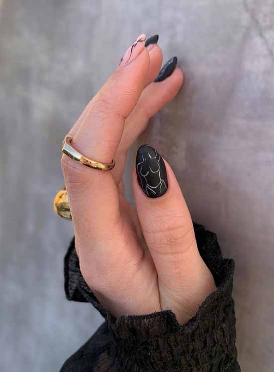 Black manicure 2021: photo, original design