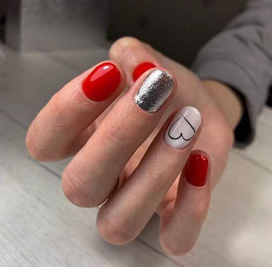 Manicure with a heart for Valentine's Day: photo 2021, design