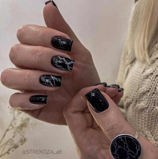 Black marble manicure
