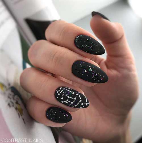 Matte black with white and sequins