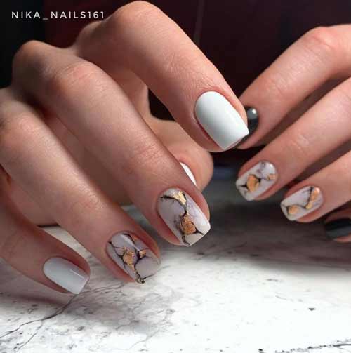 Gray marble nails