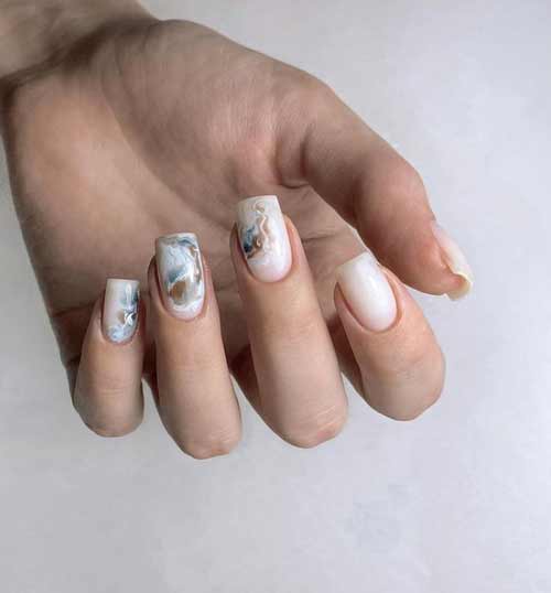 Matte marble nails