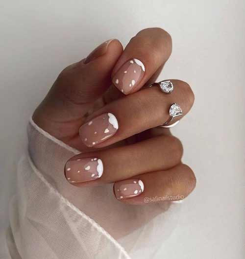 Transparent with white manicure