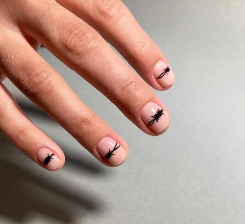 Transparent manicure for short nails design