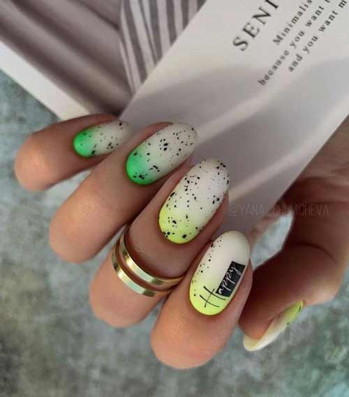 Yellow-green gradient on nails