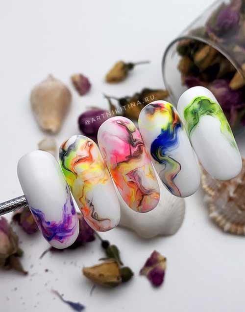 Colorful nail texture design