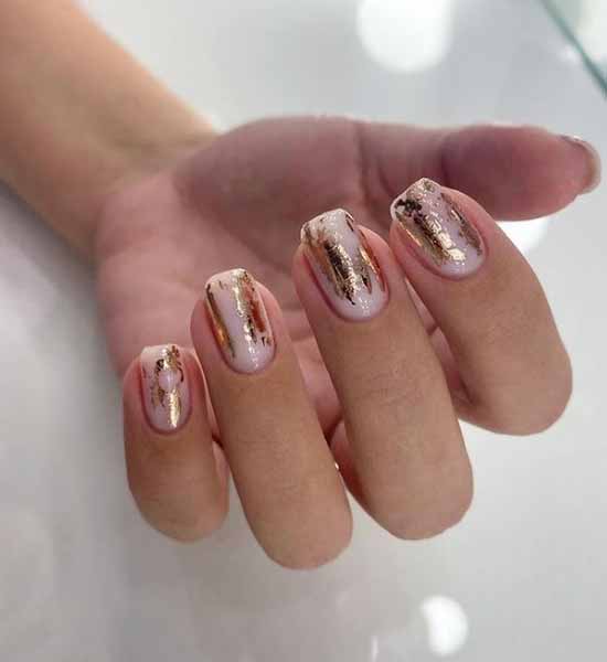 Nude manicure with foil 2021: photos, news