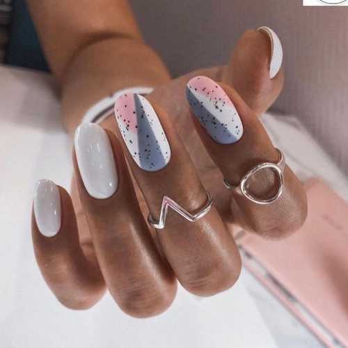 Gray and white manicure