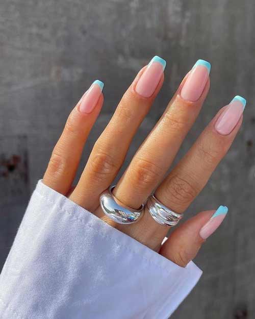 Blue French manicure