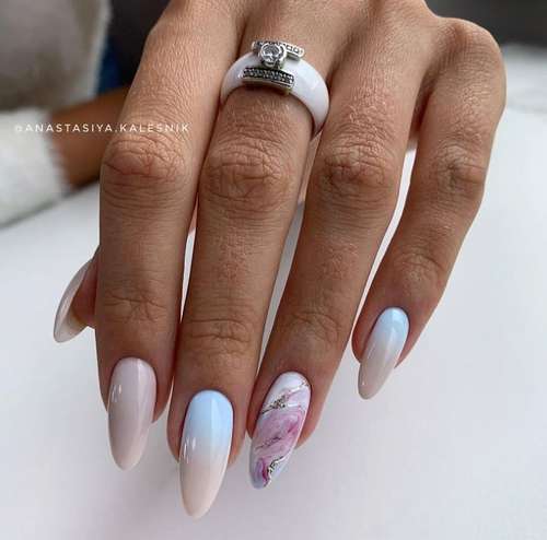 Long nails blue manicure